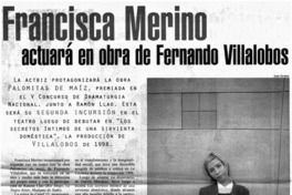 Francisca Merino actuará en obra de Fernando Villalobos.