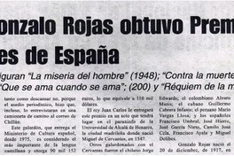 Poeta Gonzalo Rojas obtuvo Premio Cervantes de España