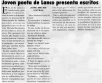 Joven poeta de Lanco presenta escritos