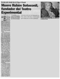 Muere Rúben Sotoconil, fundador del teatro experimental