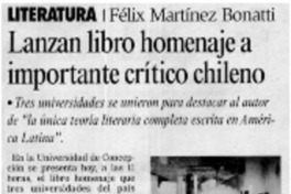 Lanzan libro homenaje a importante crítico chileno.