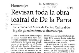 Revisan toda la obra teatral de De la Parra.
