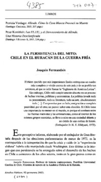 La persistencia del mito: Chile en el huracán de la Guerra Fría