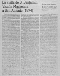 La visita de D. Benjamín Vicuña Mackenna a San Antonio 1874.