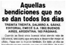 Aquellas bendiciones que no se dan todos los días