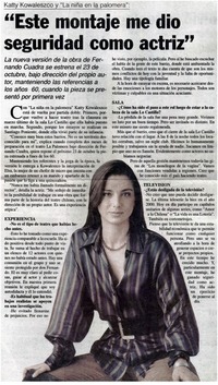Este montaje me dió seguridad como actriz" [entrevistas]