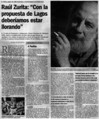 Raúl Zurita: "con la propuesta de Lagos deberíamos estar llorando"
