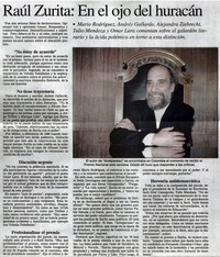 Raúl Zurita: en el ojo del huracán.