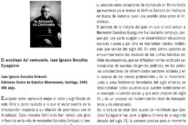 El arzobispo del centenario. Juan Ignacio González Eyzaguirre.