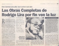 Las obras completas de Rodrigo Lira por fin ven la luz