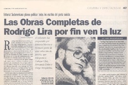 Las obras completas de Rodrigo Lira por fin ven la luz