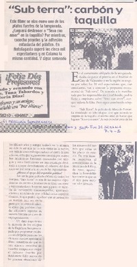 "Sub terra" : carbón y taquilla