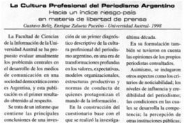 La cultura profesional del periodismo argentino.