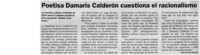 Poetisa Damaris Calderón cuestiona el racionalismo