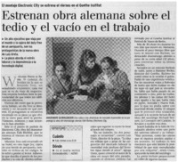 Estrenan obra alemana sobre el tedio y el vacío en el trabajo