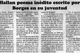 Hallan poema inédito escrito por Borges en su juventud.