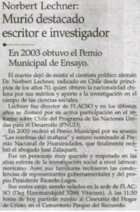 Murió destacado escritor e investigador.