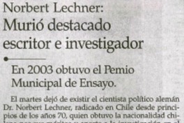 Murió destacado escritor e investigador.