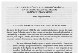 La fuente histórica y la dimensión mítica en La guerra del fin del mundo, de Mario Vargas Llosa