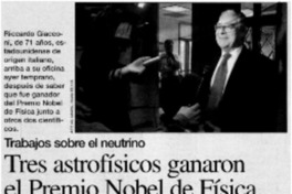 Tres astrofísicos ganaron el Premio Nobel de Física