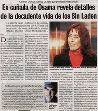 Ex cuñada de Osama revela detalles de la decadente vida de los Bin Laden.