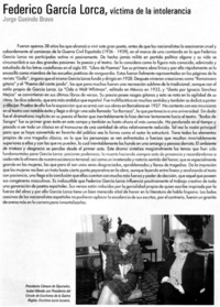 Federico, García Lorca, víctima de la intolerancia