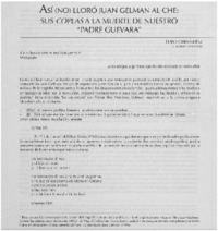 Así (no) lloró Juan Gelman al Che: sus coplas ala muerte de nuestro "Padre Guevara"