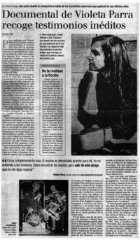 Documental de Violeta Parra recoge testimonios inéditos