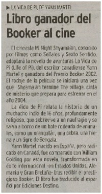 Libro ganador del Booker al cine.