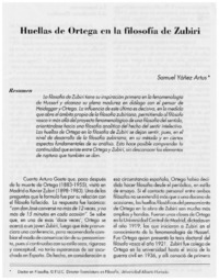 Huellas de Ortega en la filosofía deZubiri