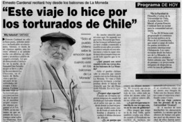 "Este viaje lo hice por los torturados de Chile"