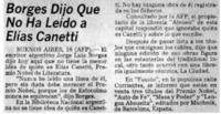 Borges dijo que no ha leído a Elías Canetti