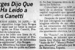 Borges dijo que no ha leído a Elías Canetti