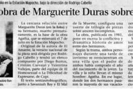 Preparan obra de Marguerite Duras sobre el incesto
