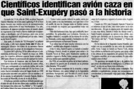 Científicos identifican avión caza en que Saint-Exupéry pasó a la historia