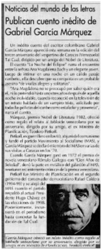 Publican cuento inédito de Gabriel García Márquez.
