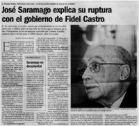 José Saramago explica su ruptura con el gobierno de Fidel Castro
