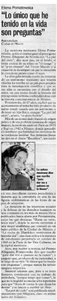 Lo único que he tenido en la vida son preguntas".