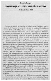 Homenaje al hno. Martín Panero