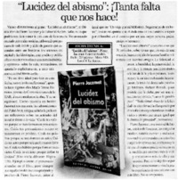 "Lucidez del abismo" : ¡Tanta falta que nos hace!