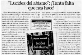 "Lucidez del abismo" : ¡Tanta falta que nos hace!