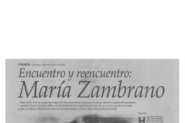 Encuentro y reencuentro: María Zambrano