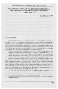 Influencia de Maritain en los orígenes del social-cristianismo chileno, en su expresión política (1930-1950)