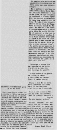 Victoria Contreras, poetisa de los niños