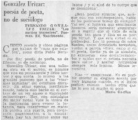 González-Urizar, poesía de poeta, no de sociólogo