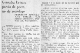 González-Urizar, poesía de poeta, no de sociólogo