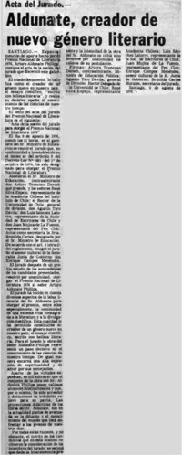 Aldunate, creador de nuevo género literario.