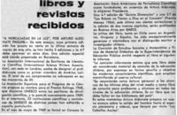 Libros y revistas recibidos.
