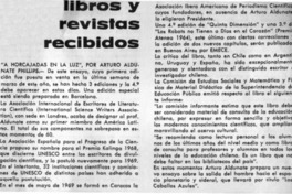 Libros y revistas recibidos.