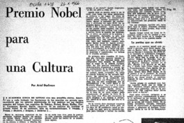 Premio Nobel para una cultura